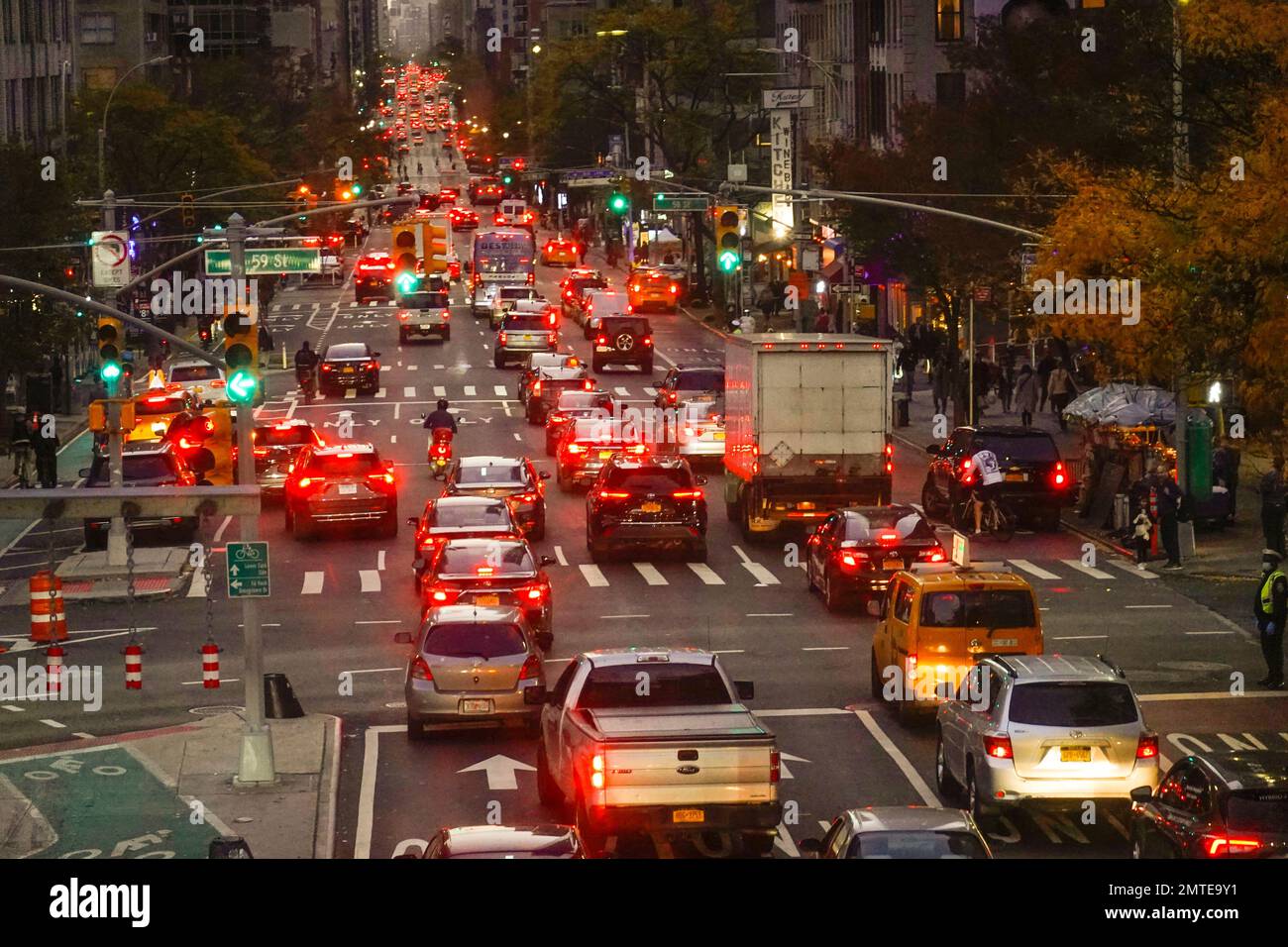 traffic jam on 59th street and 1st avenue at evening rush hour Manhattan New York City Stock