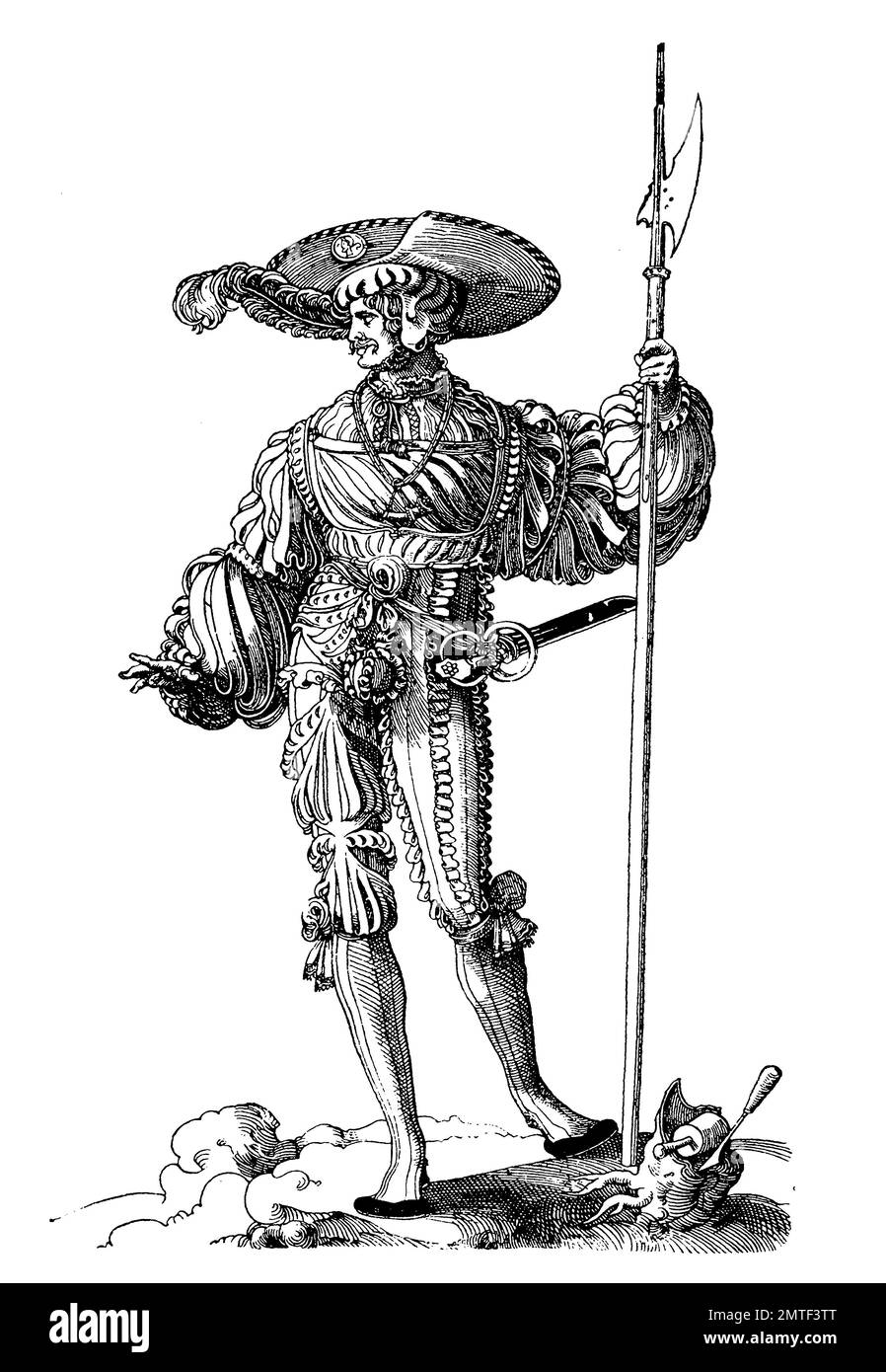 Landsknecht without Body armor or Body armour, Hellebardier, 1520, war ...