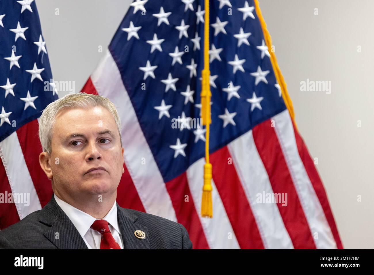 United States Representatives and James Comer (Republican of Kentucky), Chair, US House Committee on Oversight and Accountability, during a press conference in the Capitol in Washington, DC, Tuesday, Jan. 31, 2023. Credit: Julia Nikhinson/CNP /MediaPunch Stock Photo