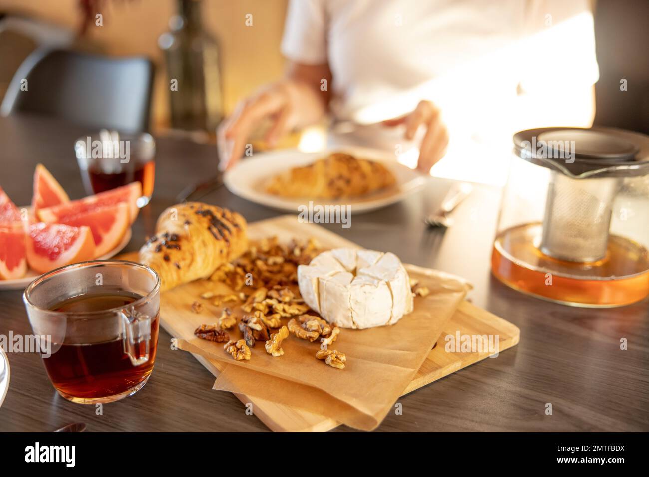 Close up of a servied table with breakfast Stock Photo
