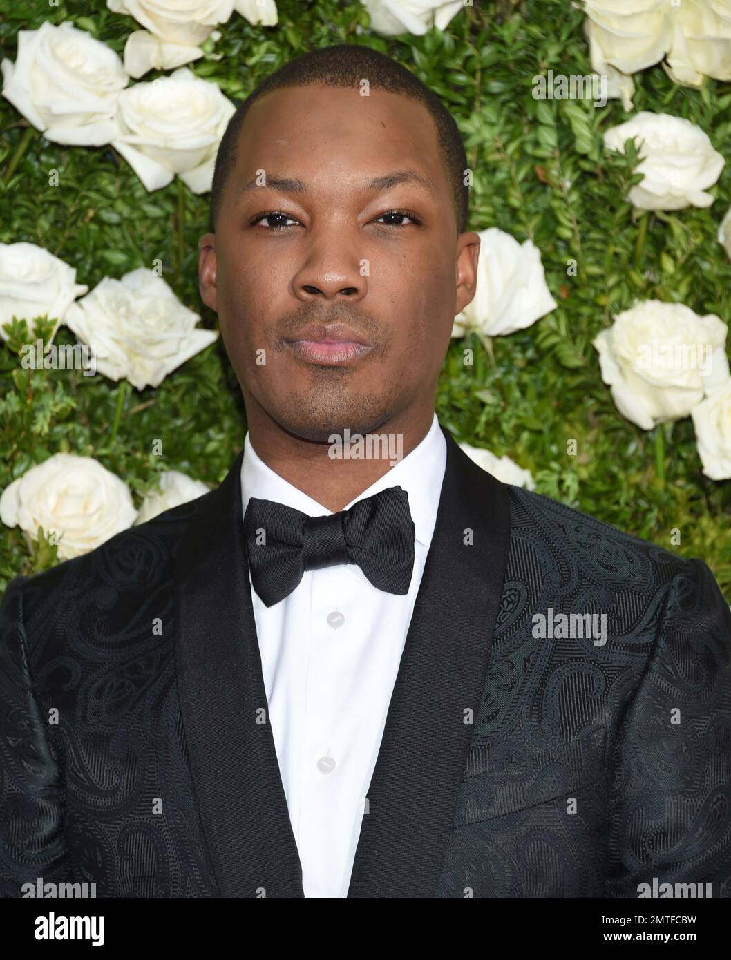 Corey Hawkins arrives at the 71st annual Tony Awards at Radio City