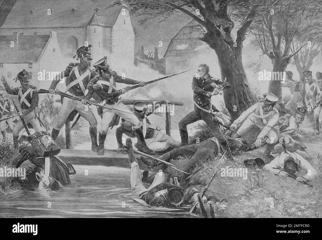Bogislav Friedrich August von Schmeling at the Battle of Ligny (16 June 1815) Stock Photo