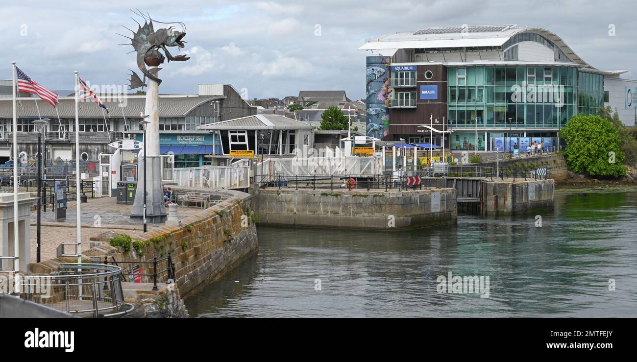 Entrance to Sutton Harbour, Plymouth. Copyrighted photo by Paul Slater Images Ltd  - Tel 07512838472. Stock Photo