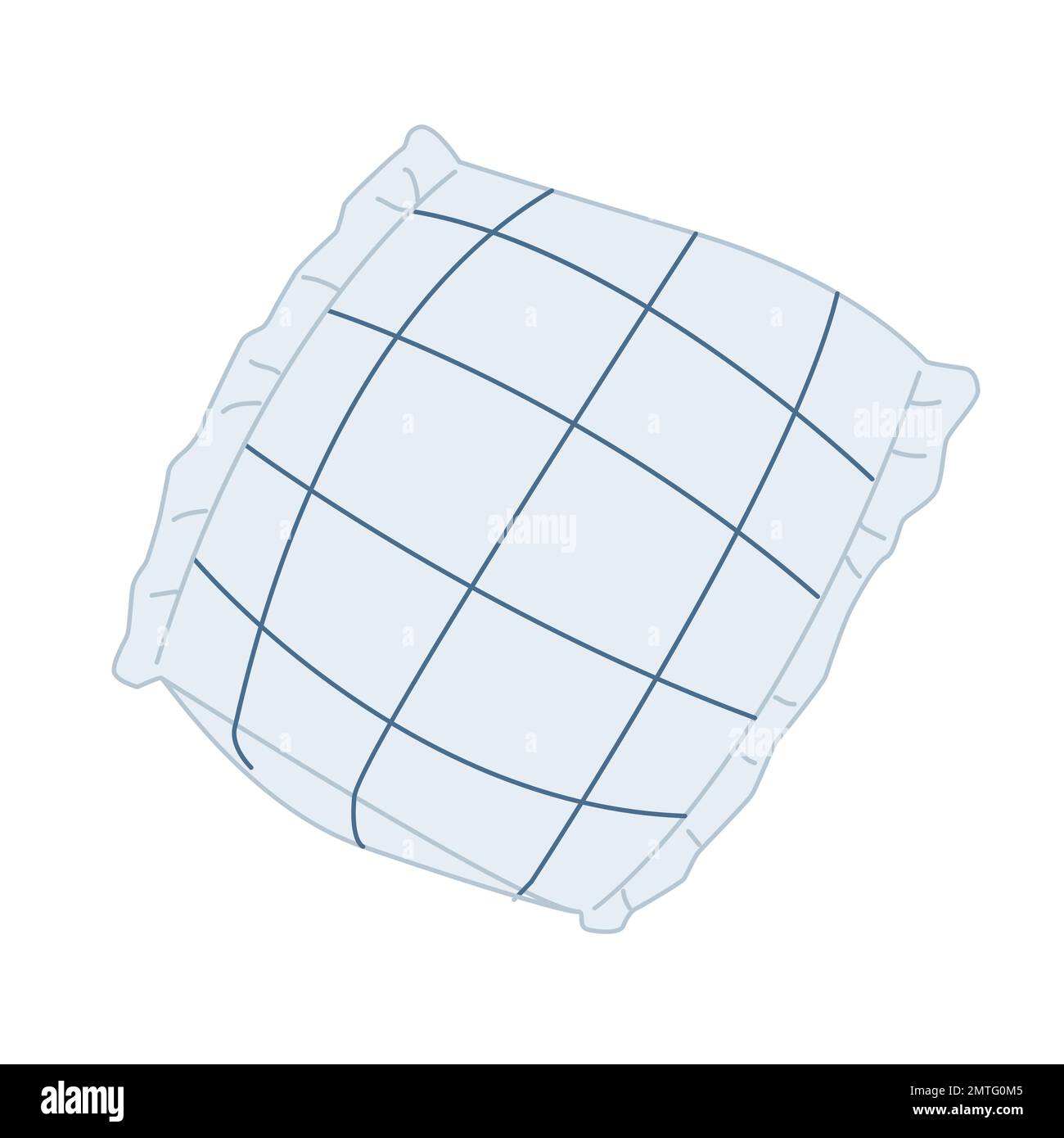 Handdrawn isolated clip art illustration of light blue pillow with