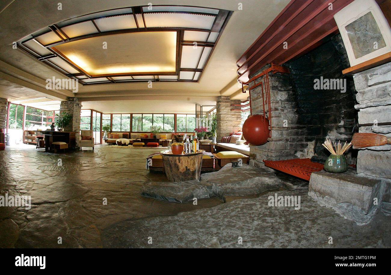 This Aug. 23, 2007 photo shows the fireplace and living room area of ...