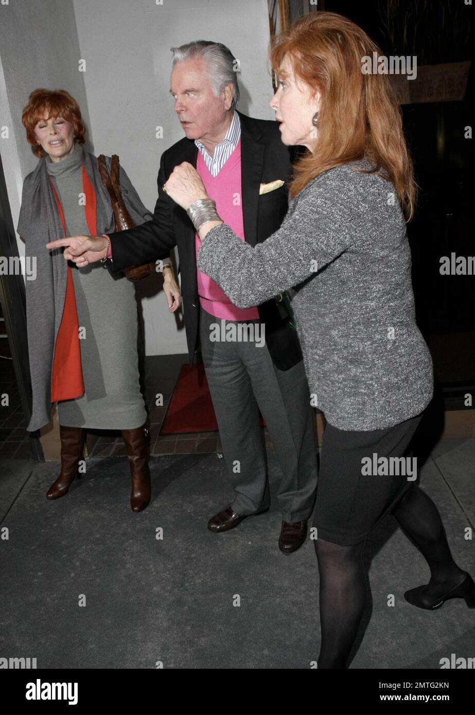 Robert Wagner celebrates his 80th birthday at the restaurant Madeos with wife Jill St. John and 'Hart To Hart' co-star Stefanie Powers in Los Angeles, CA. 2/11/10. Stock Photo