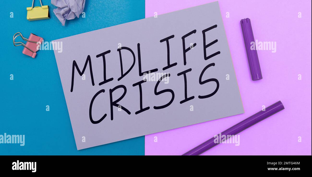 Handwriting text Midlife Crisis. Word Written on Software development technique Decomposing an application Stock Photo
