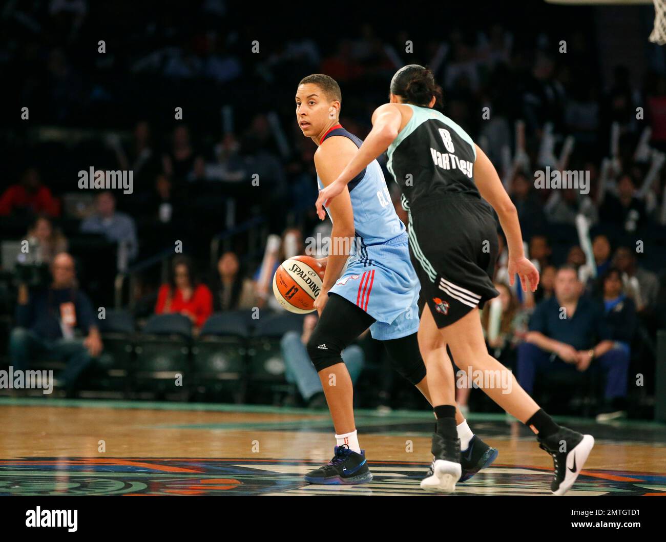 Atlanta Dream guard Layshia Clarendon (23) looks for an opening as New