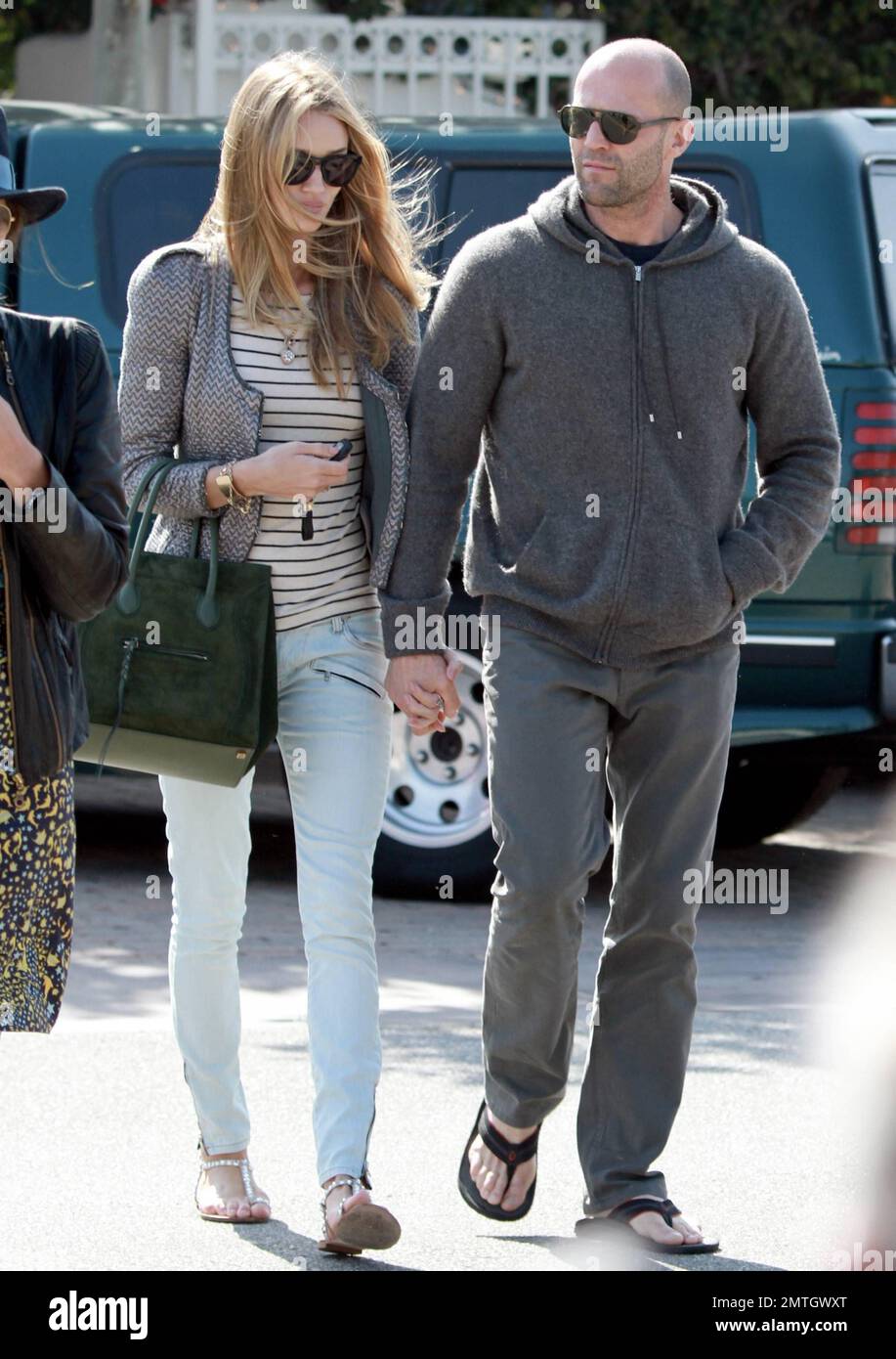 Rosie Huntington-Whiteley and boyfriend Jason Statham were seen leaving