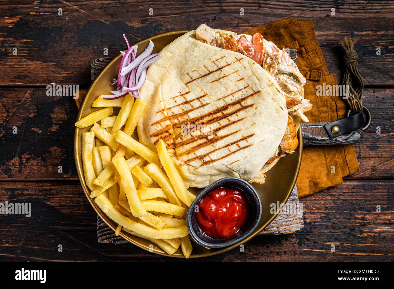 Doner Kebab, Shawarma In Grilled Pita Bread With Vegetables, Meat And ...