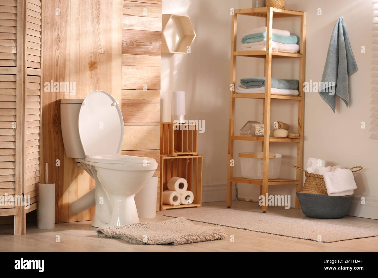 Modern toilet bowl in stylish bathroom interior Stock Photo - Alamy