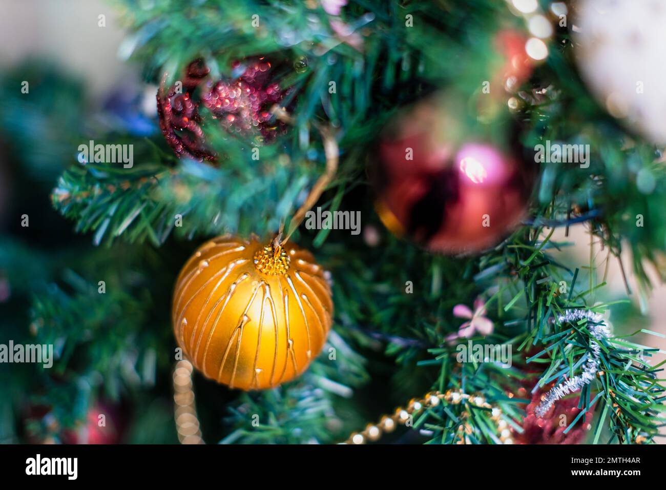 Christmas decoration on a Fake christmas tree Protection from deforestation Stock Photo Alamy