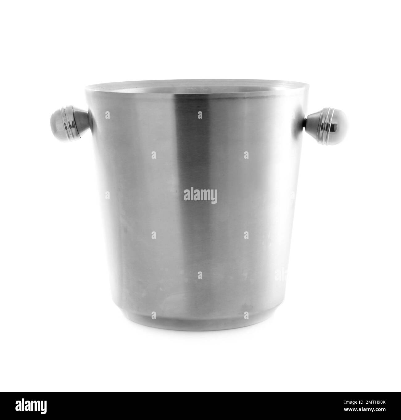 Empty metal bucket for ice isolated on white Stock Photo Alamy