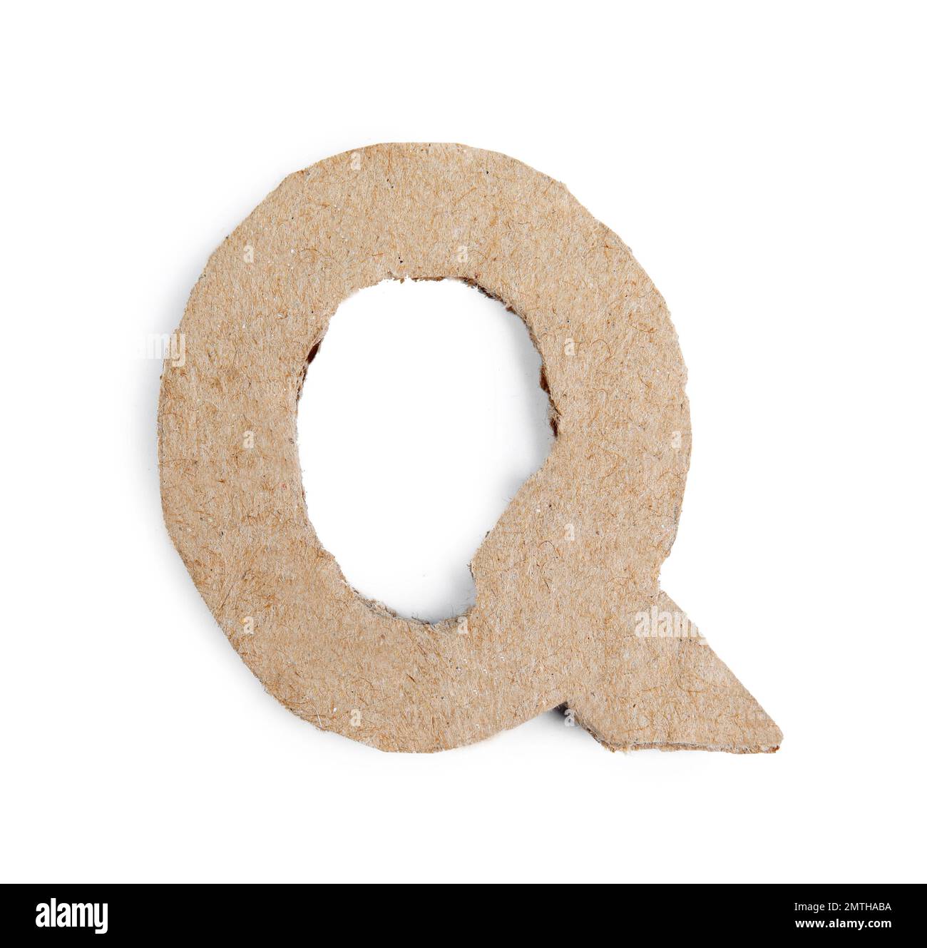 Letter Q made of cardboard isolated on white Stock Photo