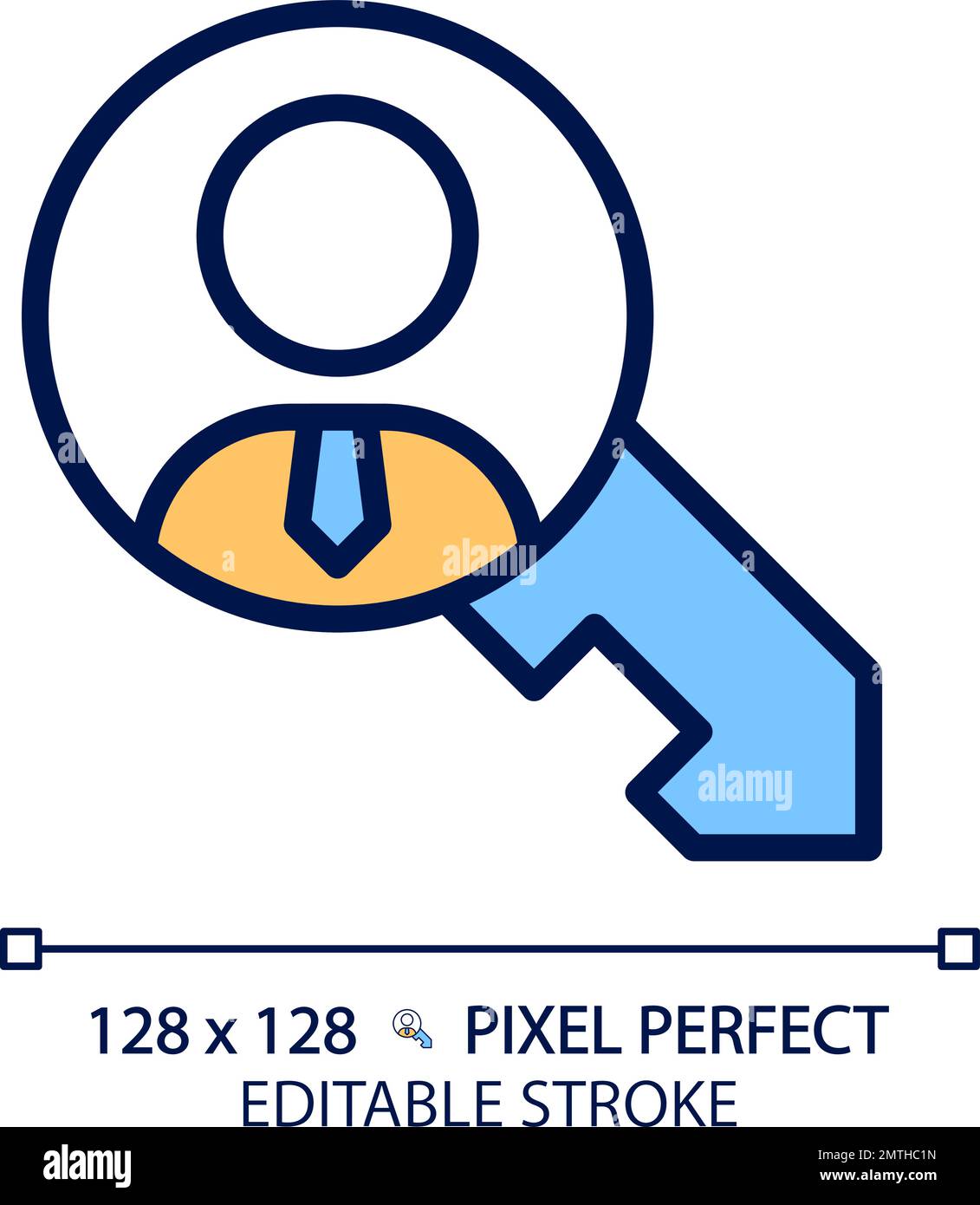 Key person pixel perfect RGB color icon Stock Vector