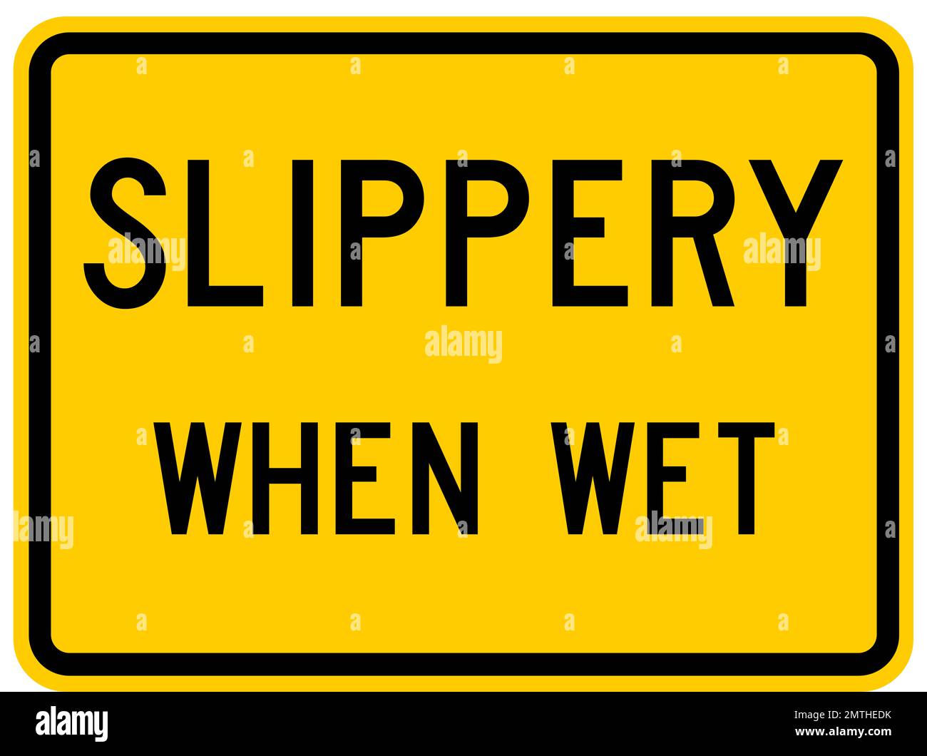 Slippery when wet warning sign Stock Photo Alamy