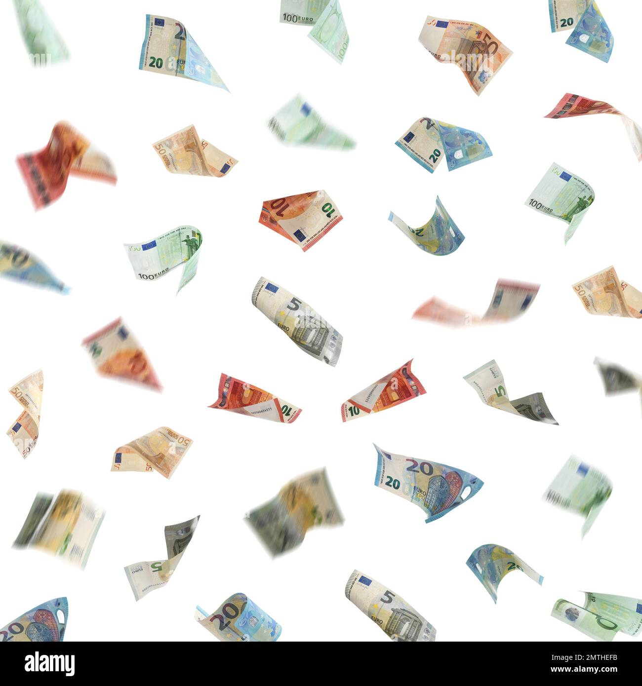 Set of euro banknotes on white background Stock Photo - Alamy