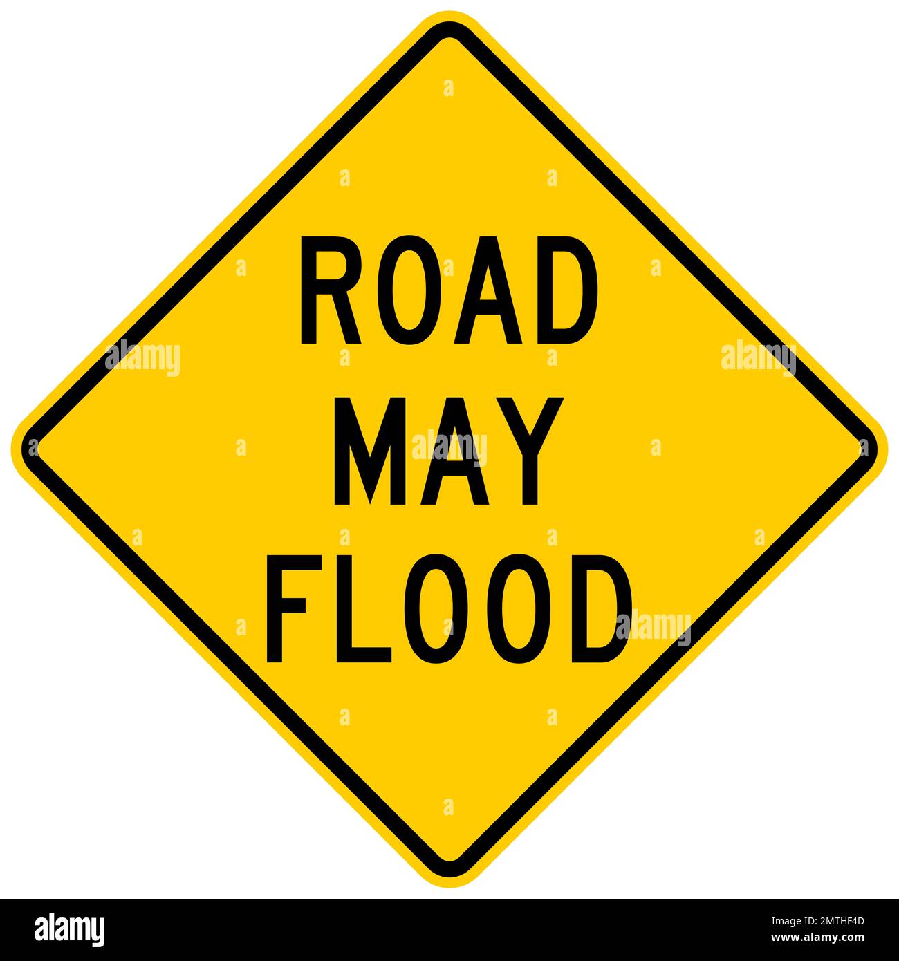 Road may flood warning sign Stock Photo