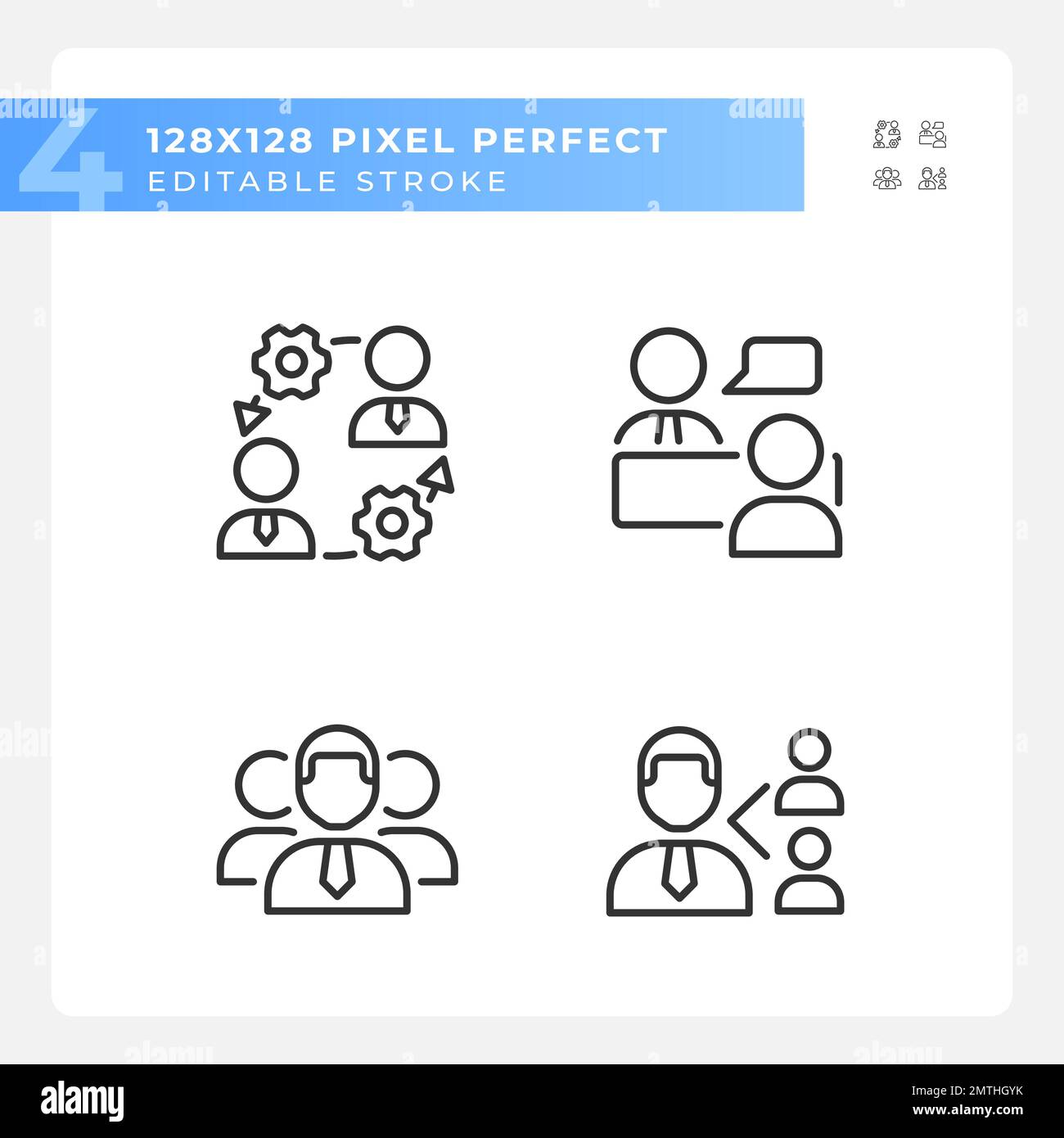 Teamwork pixel perfect linear icons set Stock Vector Image & Art - Alamy