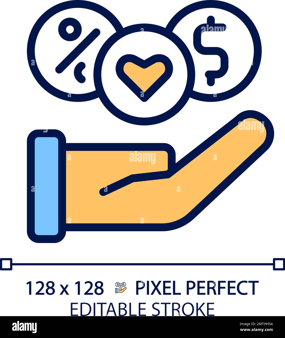 Benefits pixel perfect RGB color icon Stock Vector