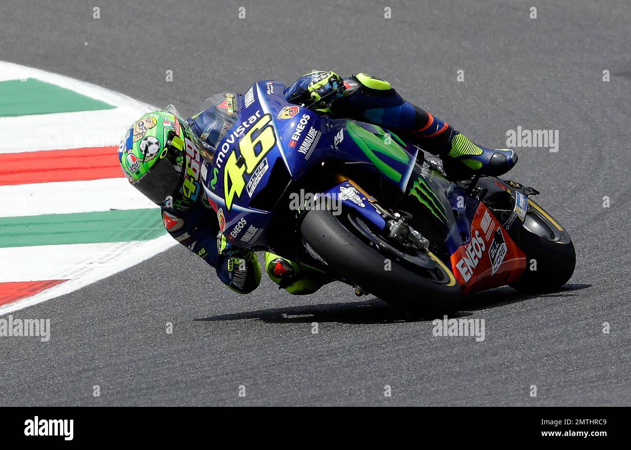 Italy's Valentino Rossi steers his Yamaha during the Italian Moto GP grand  prix at the Mugello circuit, in Scarperia, Italy, Sunday, June 4, 2017. (AP  Photo/Antonio Calanni Stock Photo - Alamy