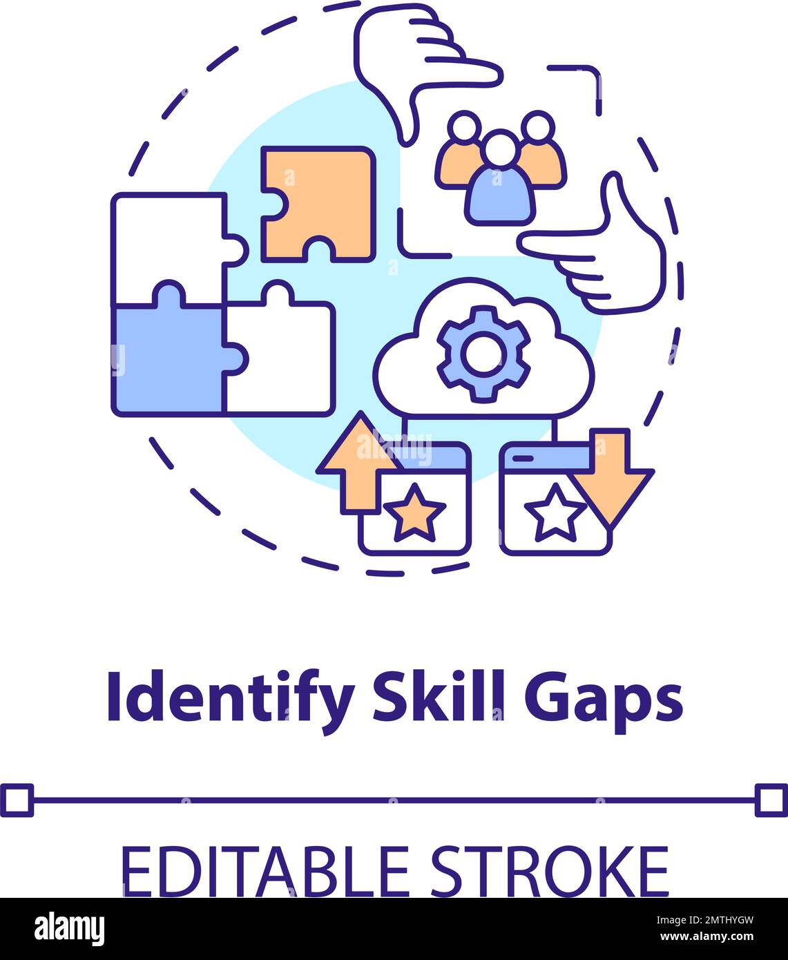 Identify skill gaps concept icon Stock Vector