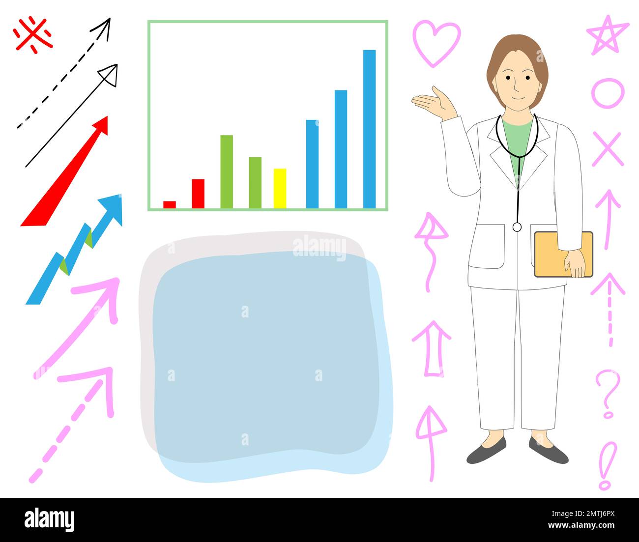 A female doctor, veterinarian with arrow icons Stock Photo