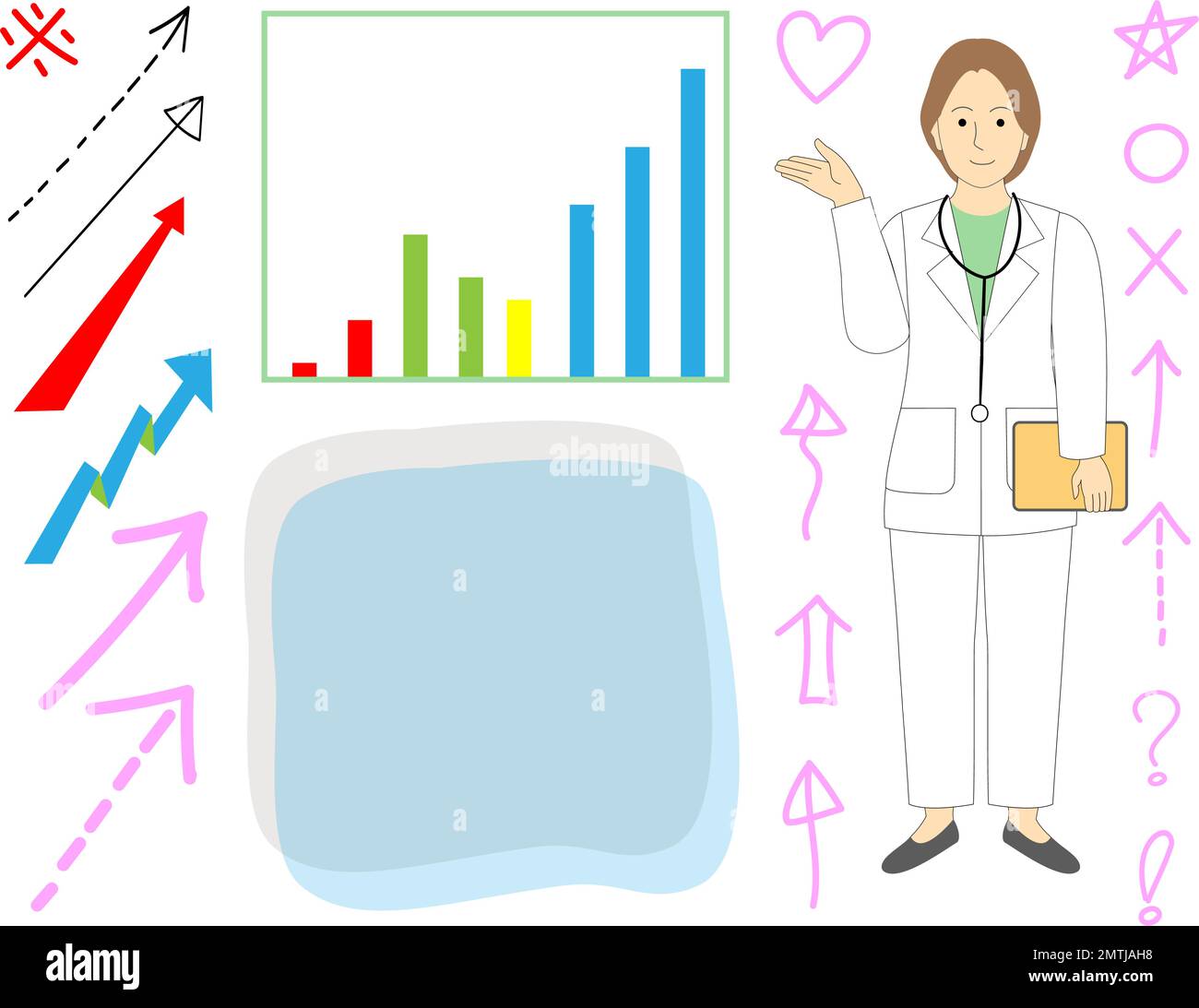 A female doctor, veterinarian with arrow icons Stock Vector