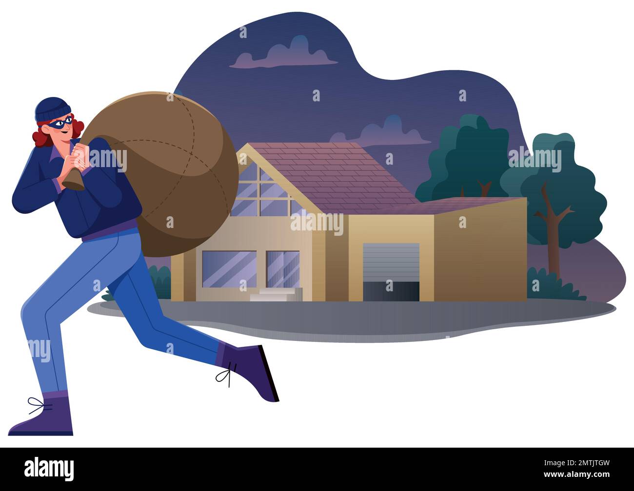 Burglar Robbing House Stock Vector