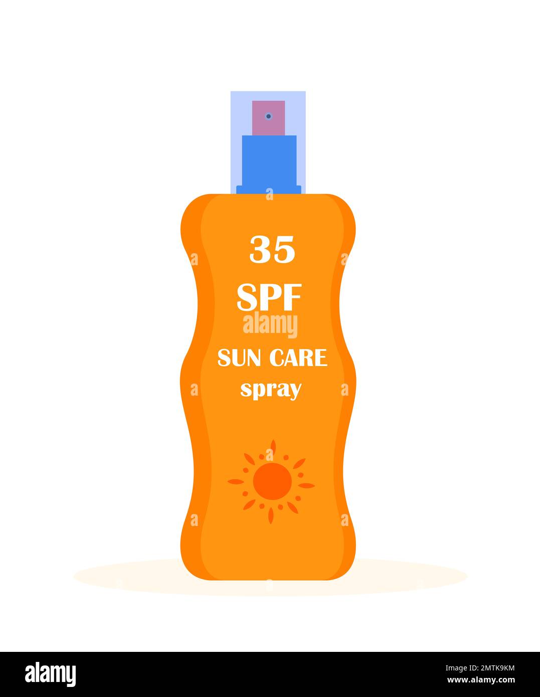 Orange Bottle of Sun Care Spray. Calming Moisturizing Lotion Sunscreen