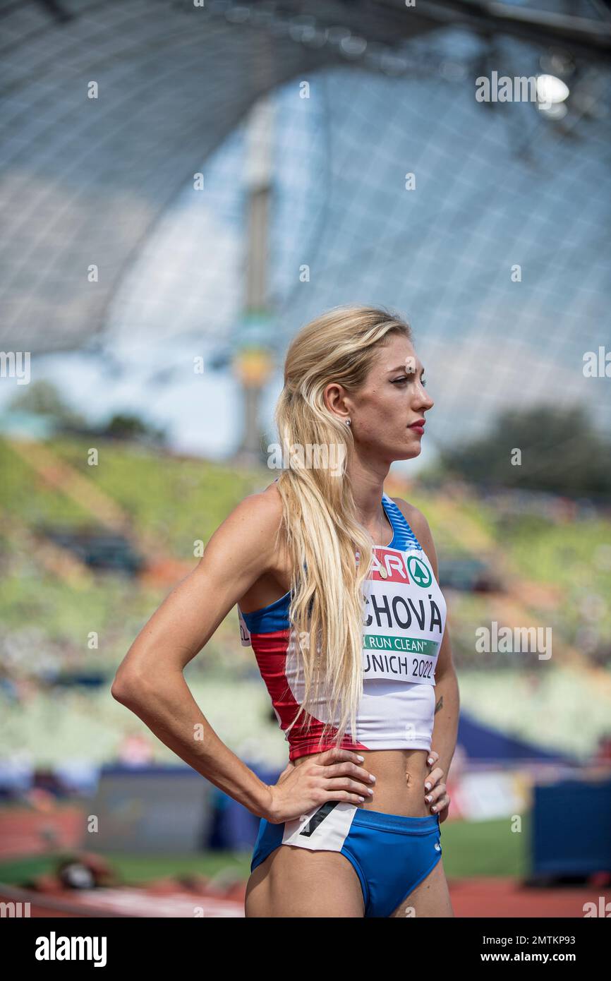 Nikoleta JÍCHOVÁ participating in the 400 meters hurdles of the European Athletics Championships in Munich 2022 Stock Photo