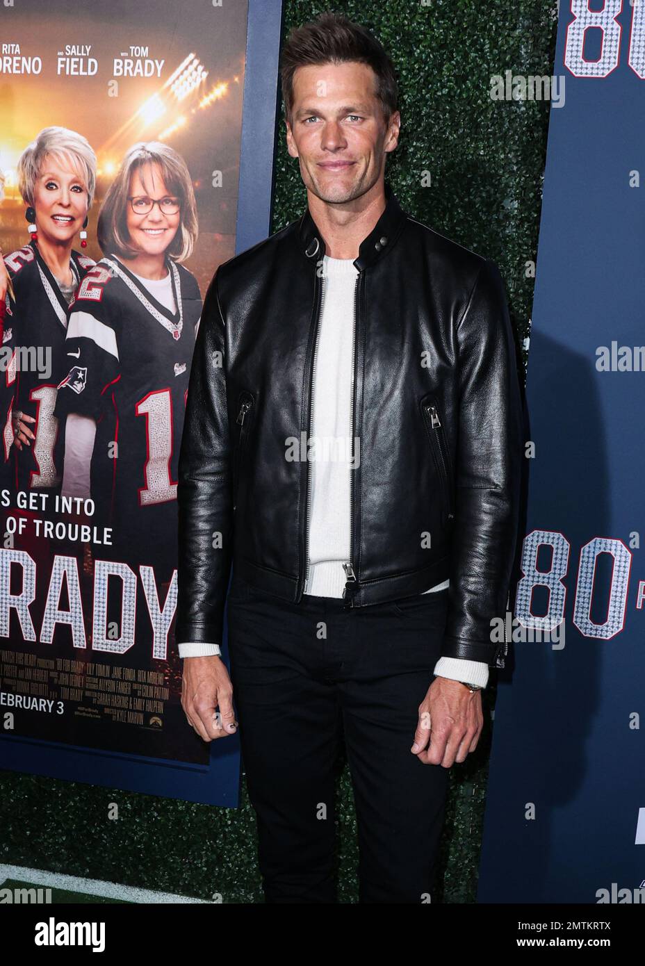 WESTWOOD, LOS ANGELES, CALIFORNIA, USA - JANUARY 31: American football quarterback for the Tampa Bay Buccaneers of the National Football League Tom Brady arrives at the Los Angeles Premiere Screening Of Paramount Pictures' '80 For Brady' held at the Regency Village Theatre on January 31, 2023 in Westwood, Los Angeles, California, United States. (Photo by Xavier Collin/Image Press Agency) Stock Photo