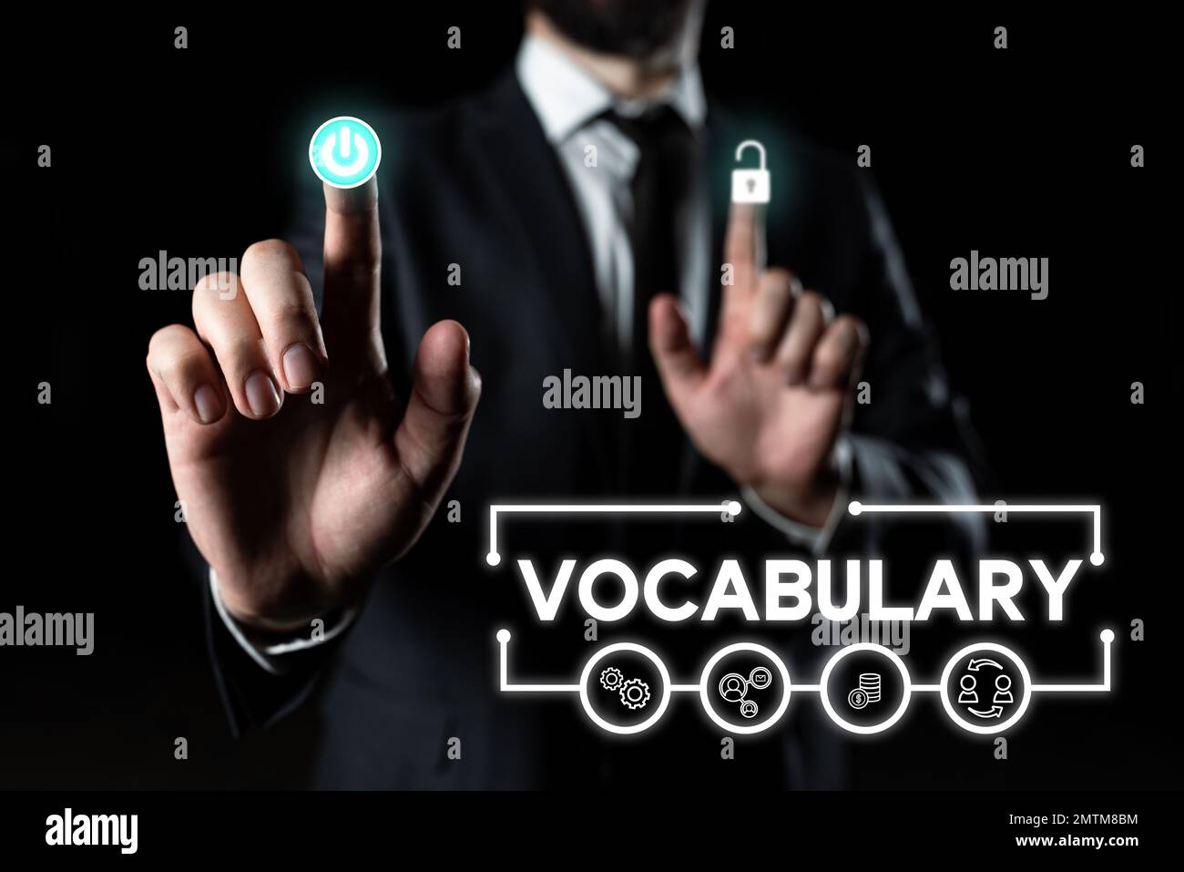 Handwriting text Vocabulary. Word for collection of words and phrases ...
