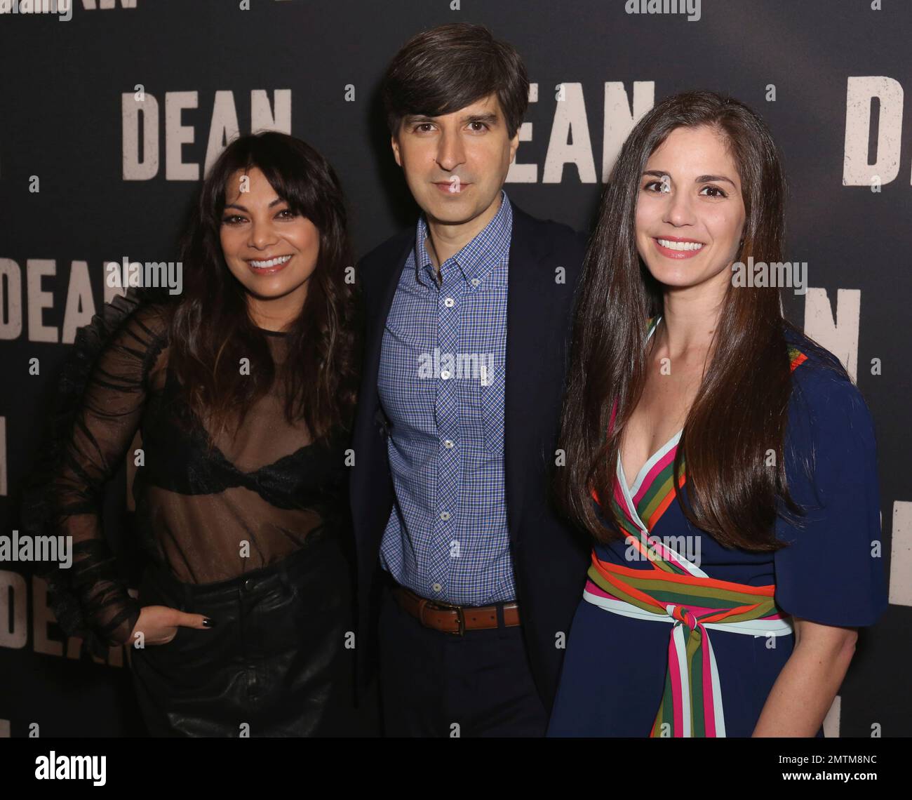 Ginger Gonzaga, from left, Demetri Martin and Rachael Beame arrive at