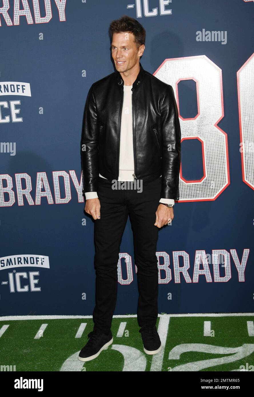 LOS ANGELES, CA - JANUARY 31: Tom Brady attends the Los Angeles premiere screening of Paramount Pictures' '80 for Brady' at Regency Village Theatre on Stock Photo