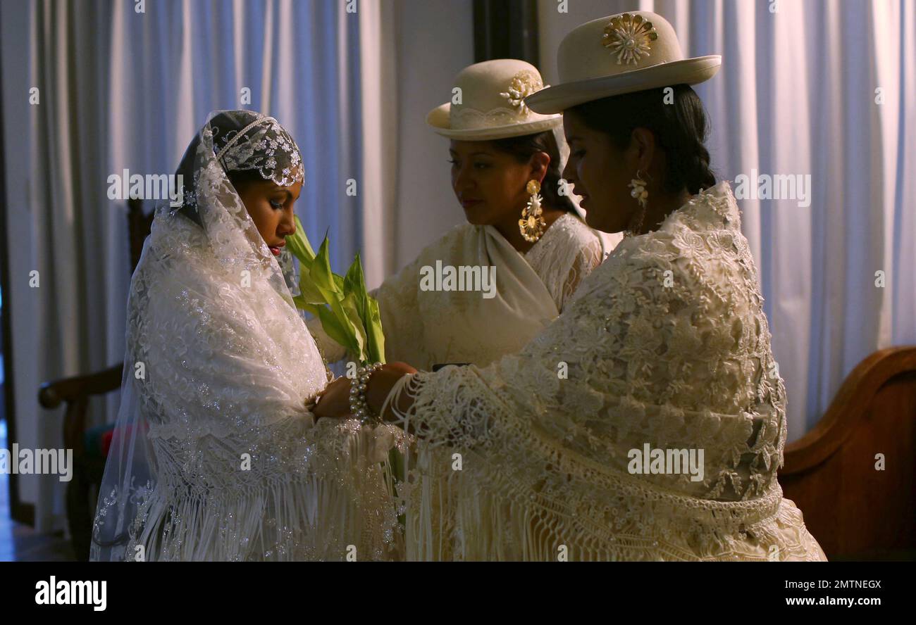 Women model wedding dresses at the Ana Palza Clothing Design