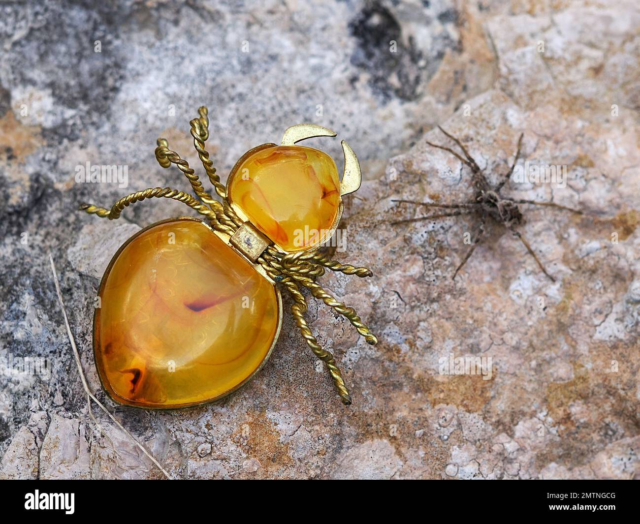 719 Natural Amber Drop With Inclusions Air Bubble Spider 