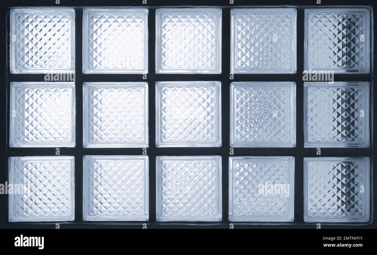 transparent white light abstract art pattern glass cube texture block wall construction square shape background.concept idea for modern interior decor Stock Photo