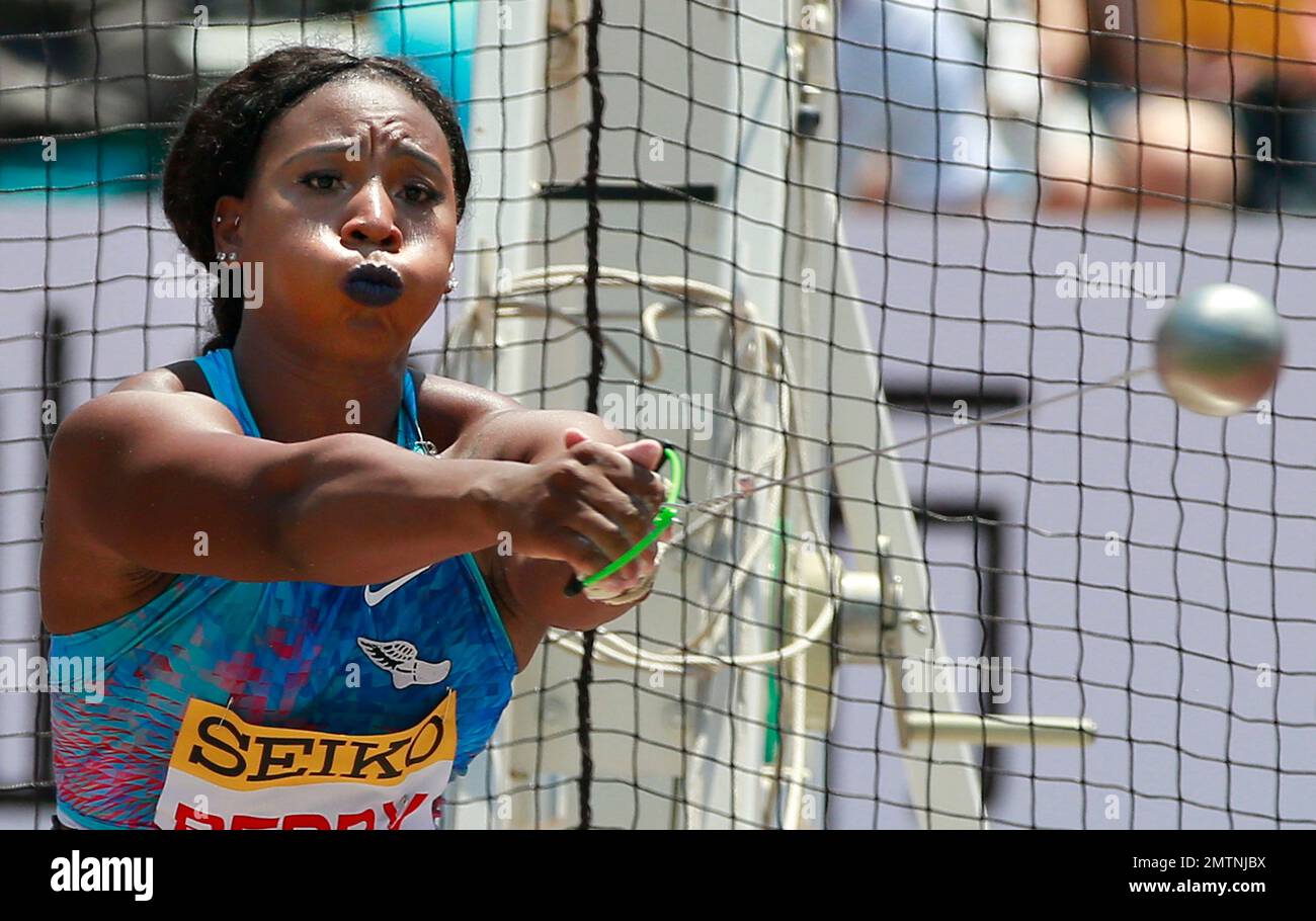 Gwen Berry of the United States competes in the women's hammer throw at