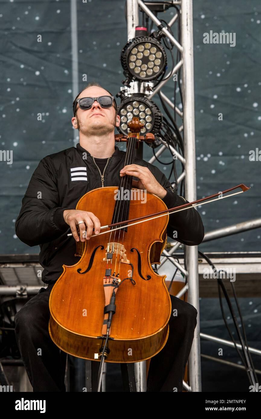 Jonathan Kampfe of Starset performs at Rock On The Range Music Festival ...