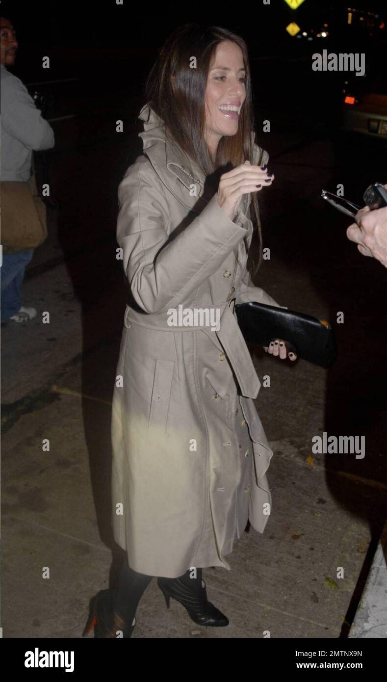 Actress Soleil Moon Frye, of 'Punky Brewster' fame, leaves the restaurant Madeos after dinner. Frye, who wore a long tan trenchcoat, signed autographs and smiled for the cameras while waiting for her car. Los Angeles, CA. 10/7/09. Stock Photo