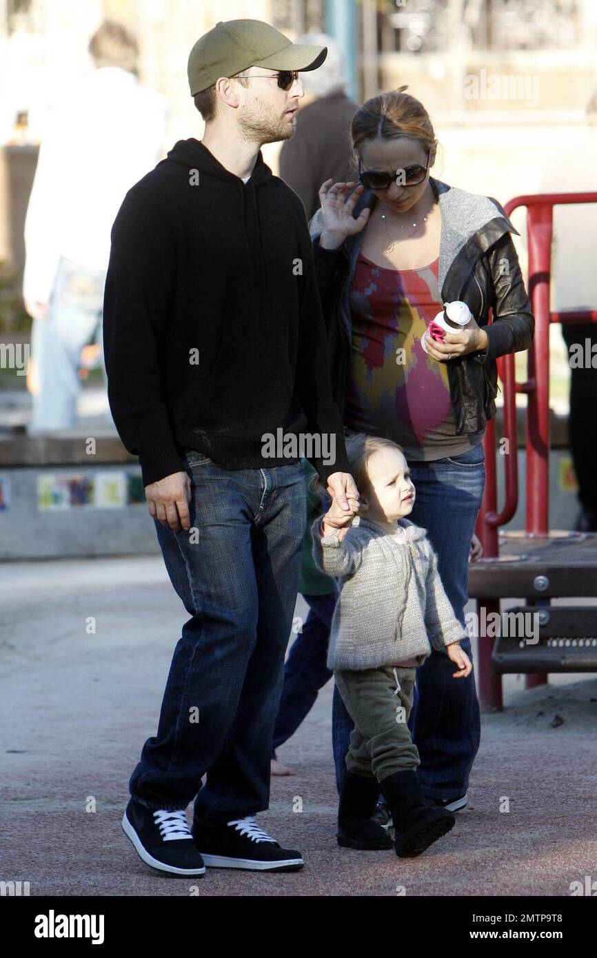 Actor Tobey Maguire with his family after having breakfast Beverly