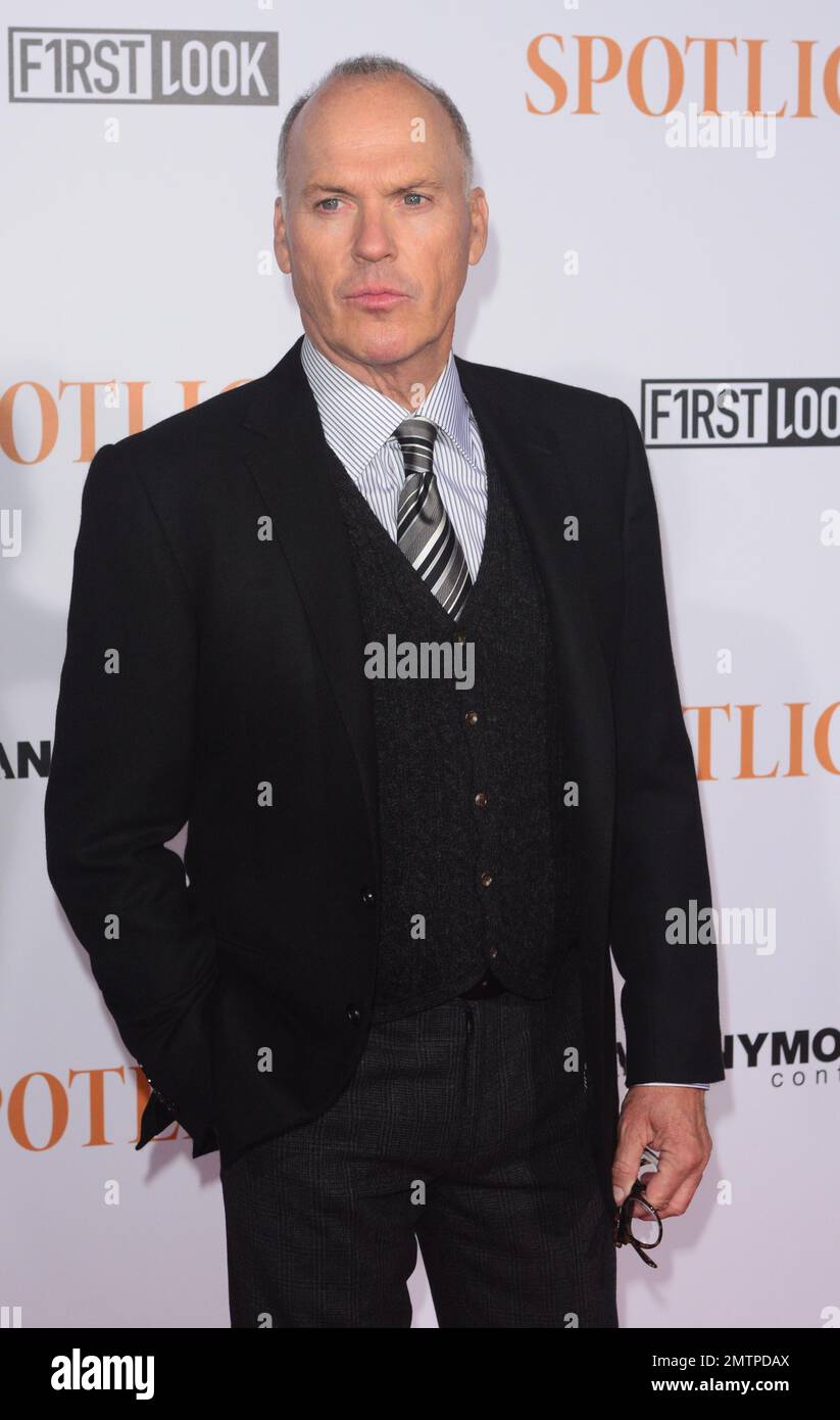 Michael Keaton attends the 'Spotlight' film premiere in New York City