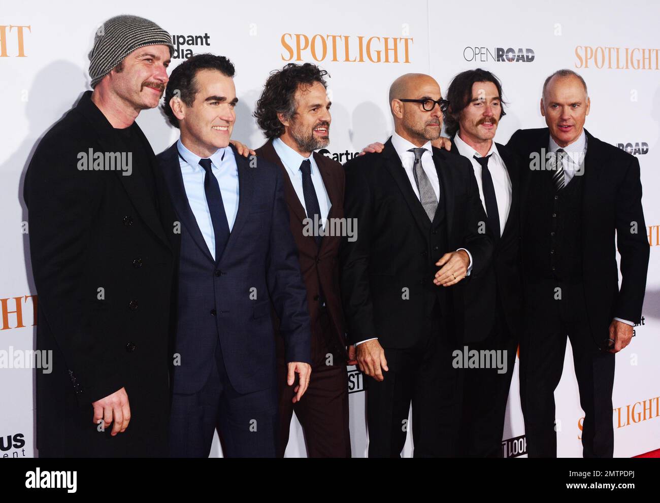 Liev Schreiber, Michael Keaton, Billy Crudup, Stanley Tucci and Mark Ruffalo attend the