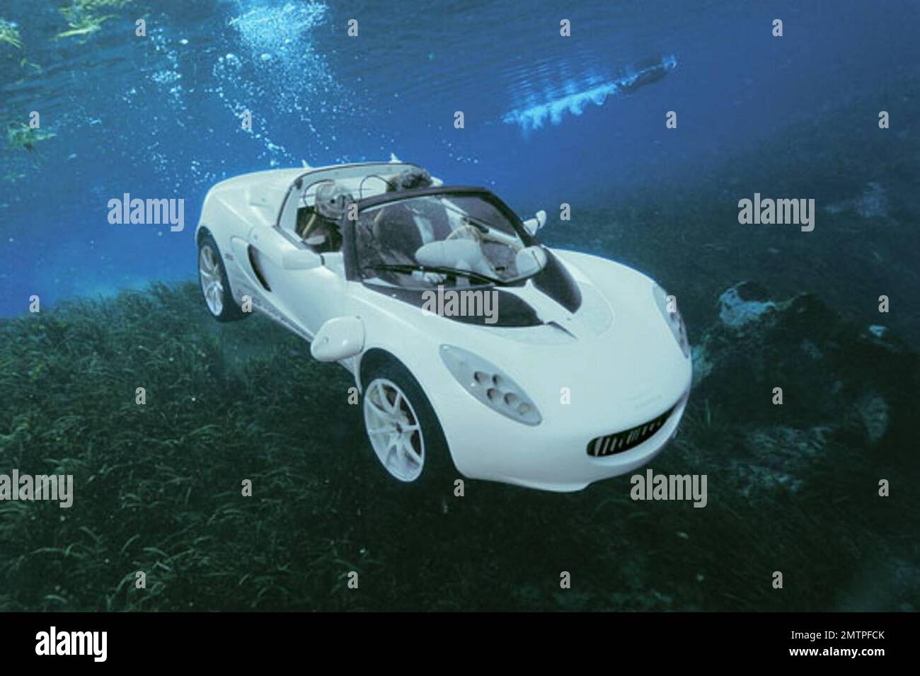 Thirty years after the movie thriller 'The Spy Who Loved Me' hit the silver screen sQuba is the first car that can actually 'fly' under water. It can 'fly' at a  at a depth of 10 meters and is the brainchild of Swiss engineering specialist Esoro. The occupants' breathing air comes from an integrated tank of compressed air and power is supplied by rechargeable Lithium-Ion batteries. The car runs on natural gas and has zero emissions. 2/15/08. Stock Photo
