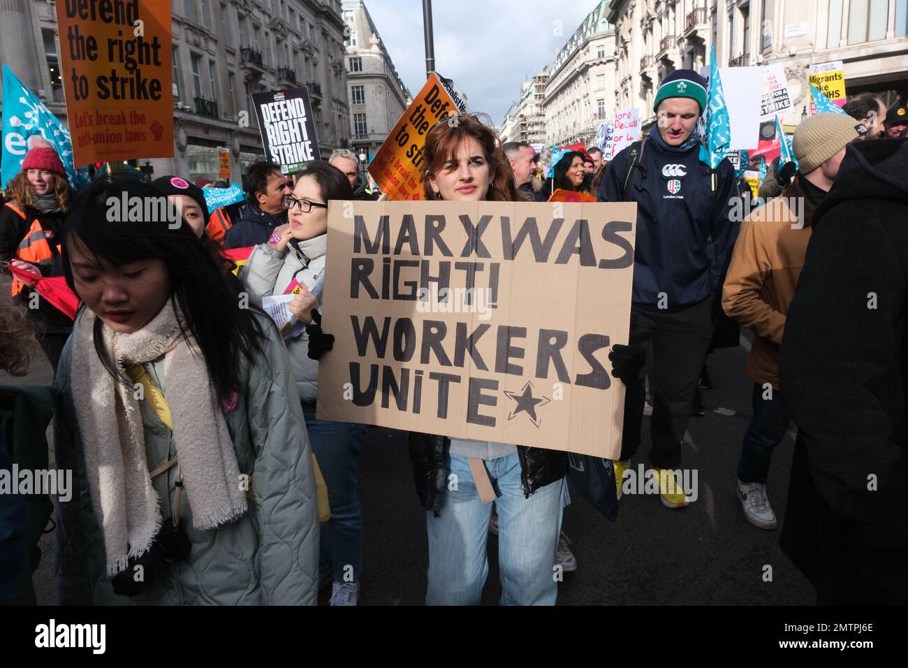 London, UK. 1st Feb 2023. TUC march and rally in central London. Credit: Matthew Chattle/Alamy Live News Stock Photo