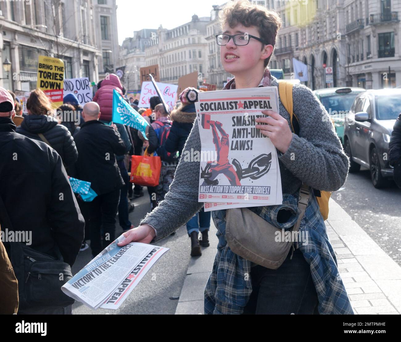 London, UK. 1st Feb 2023. TUC march and rally in central London. Credit: Matthew Chattle/Alamy Live News Stock Photo