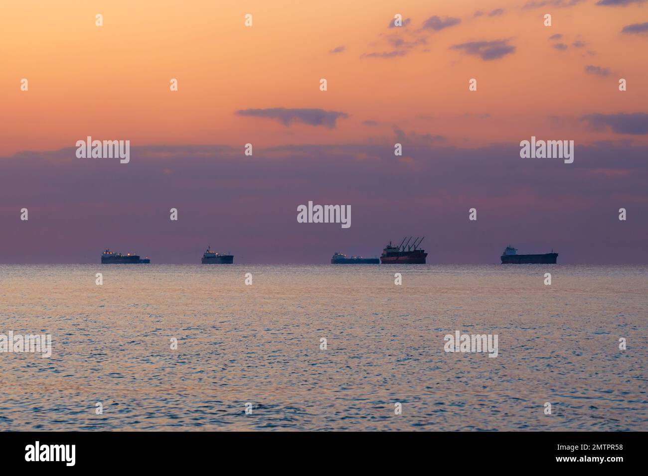 An aerial view of sea during sunset Stock Photo - Alamy