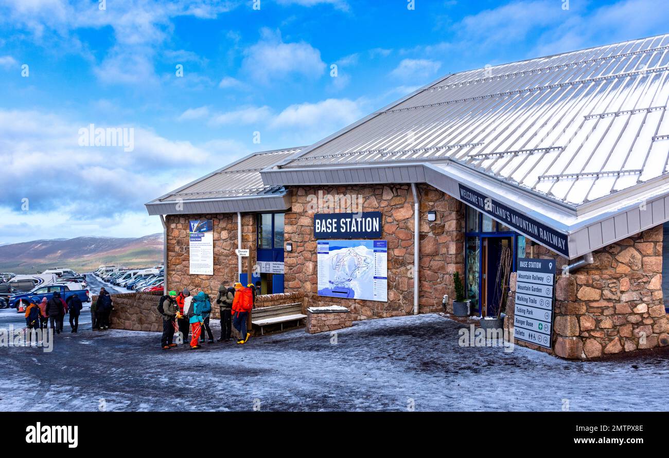 Cairngorm Mountain Aviemore Base Station  the building and entrance to the Mountain Railway Stock Photo