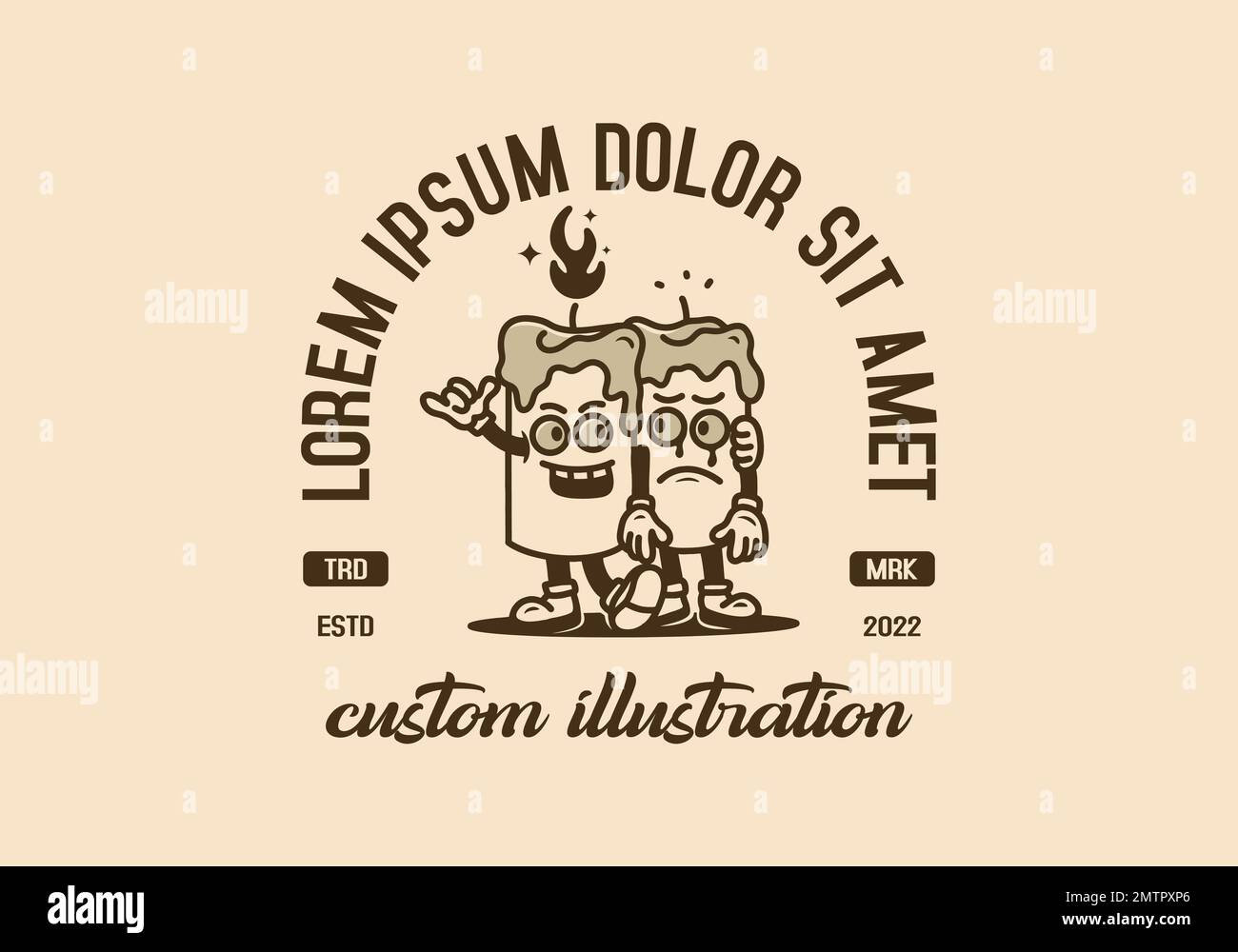 Mascot character badge design of two candles standing side by side